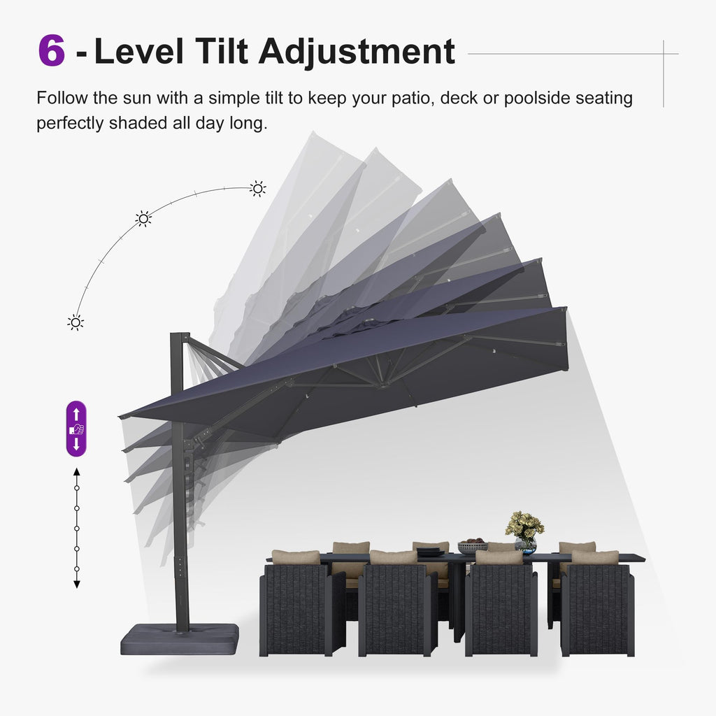 10' x 13' Navy Blue Patio Umbrella with Base C3375