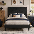 Twin Bed Frame with Adjustable Headboard, Black U548138