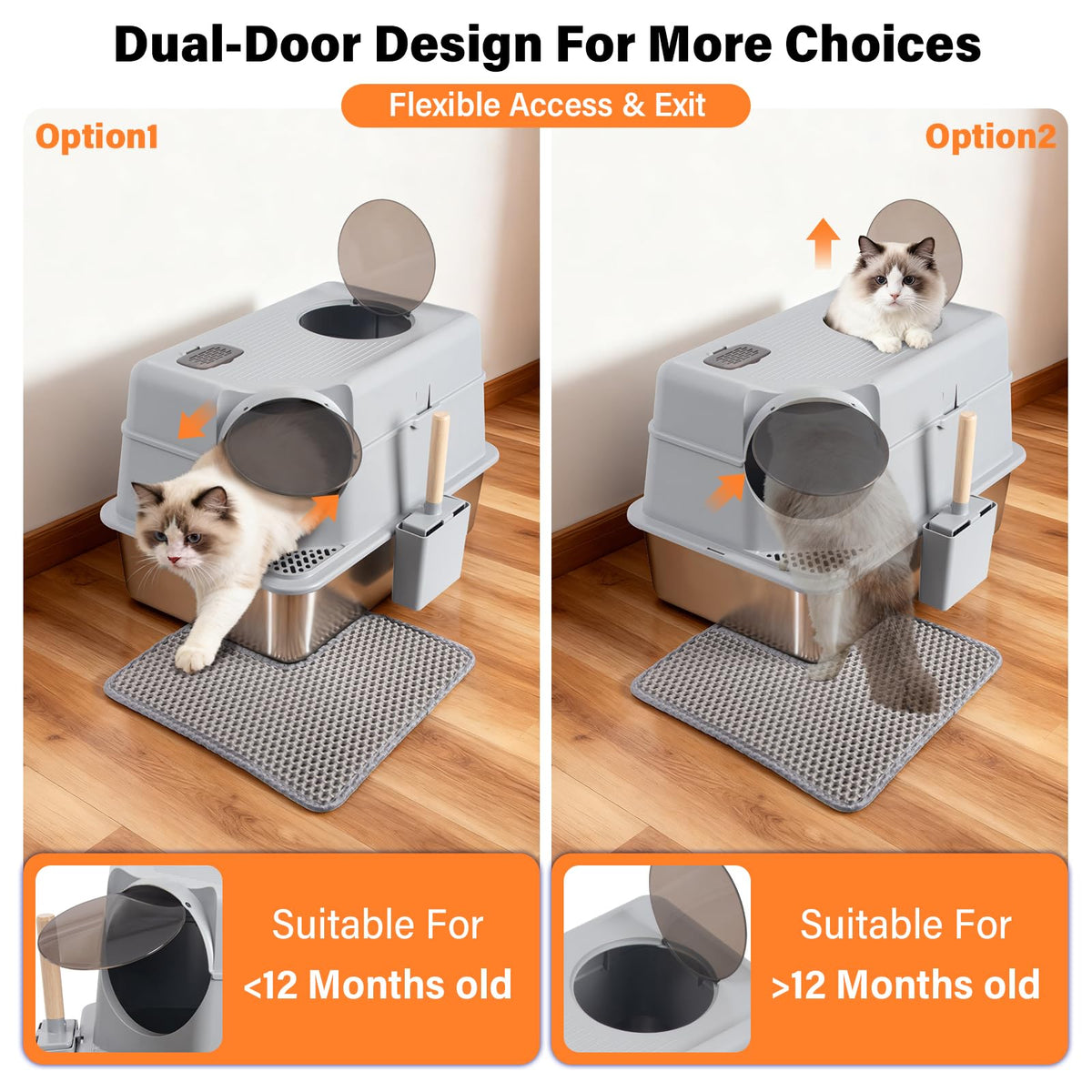 Stainless Steel Extra Large Enclosed Cat Litter Box Z1565