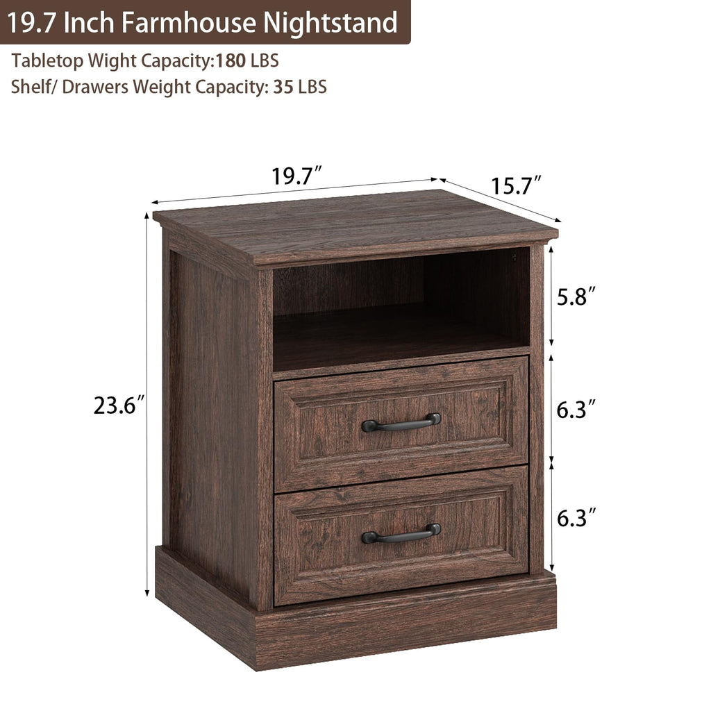 Brown 2 Drawer Nightstand Set of 2 N13178