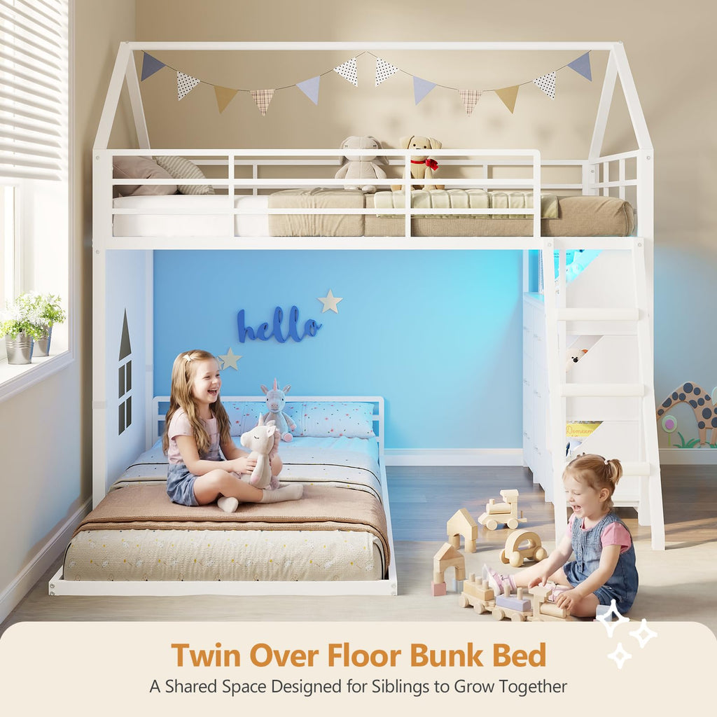 Twin Over Twin Bunk Bed with 6 Storage Drawers K7751