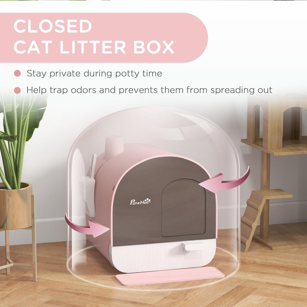 Pink Covered Cat Litter Box with Scoop W3958