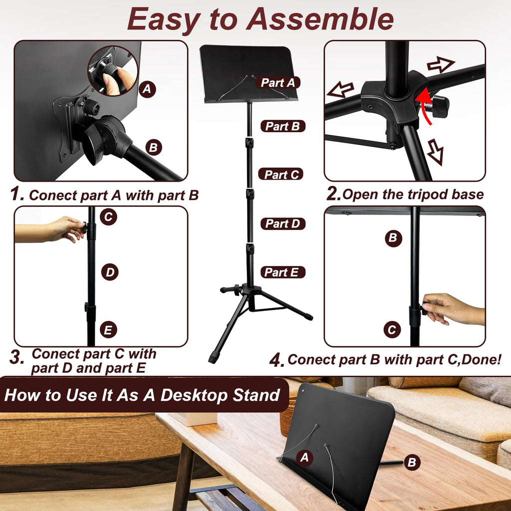 70IN Adjustable Sheet Music Stand with Carrying Bag T6097