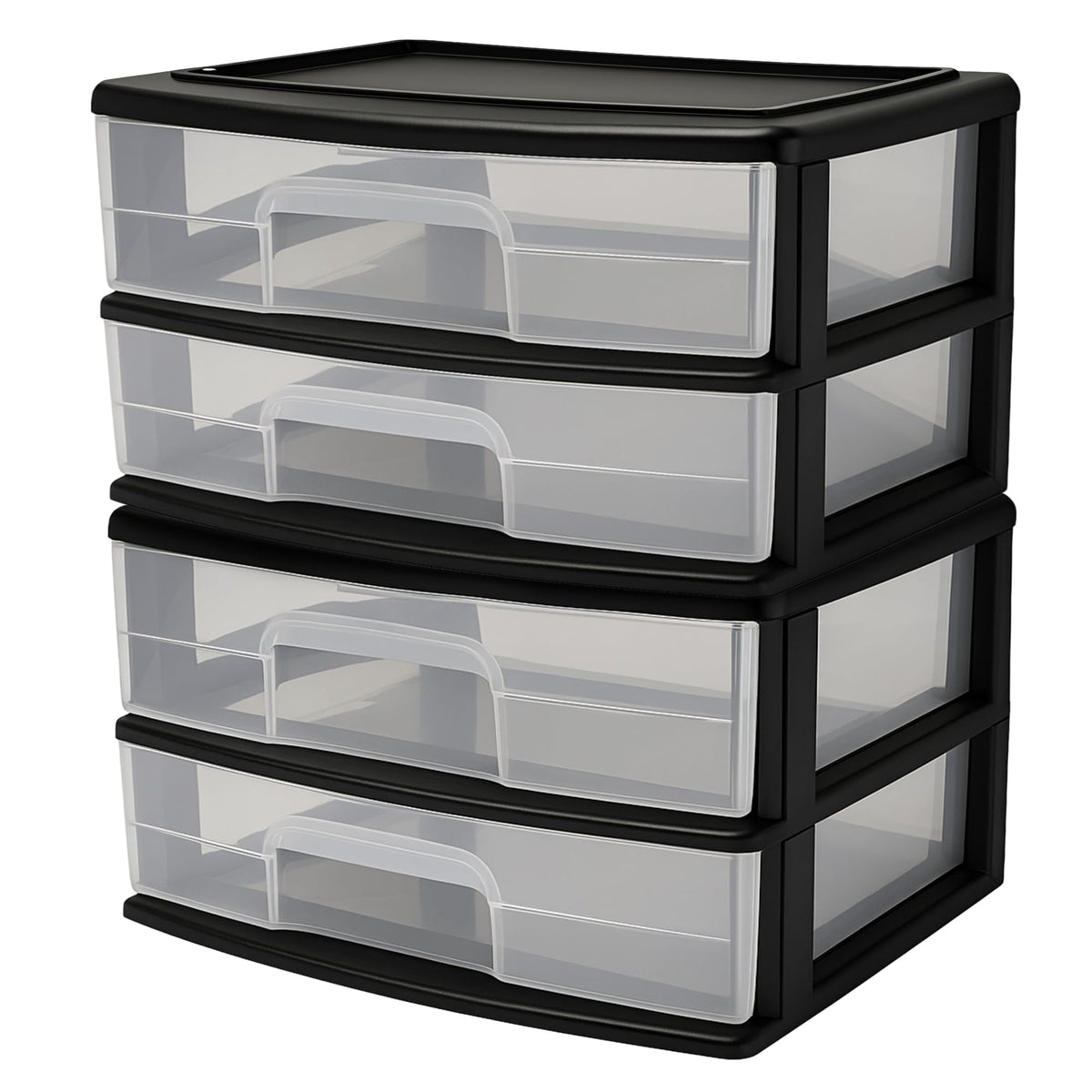 2-Tier Black Storage Drawer Tower, 2 Pack W34465