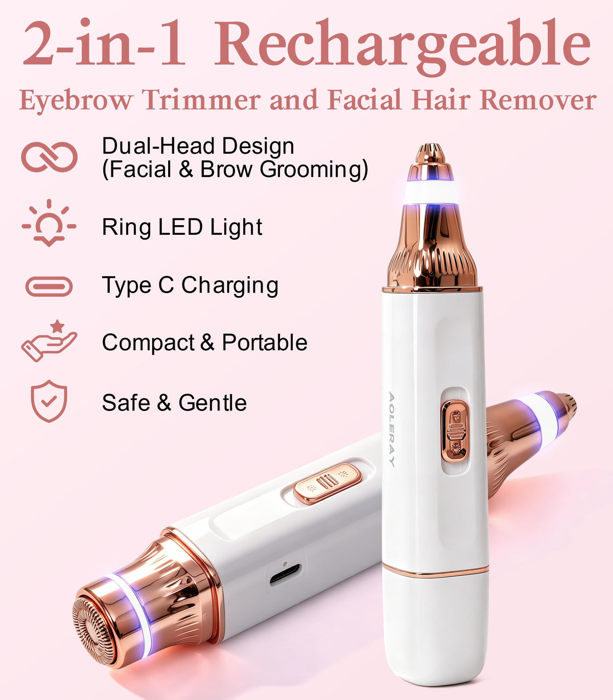 2-in-1 Eyebrow Trimmer & Facial Hair Remover W5098
