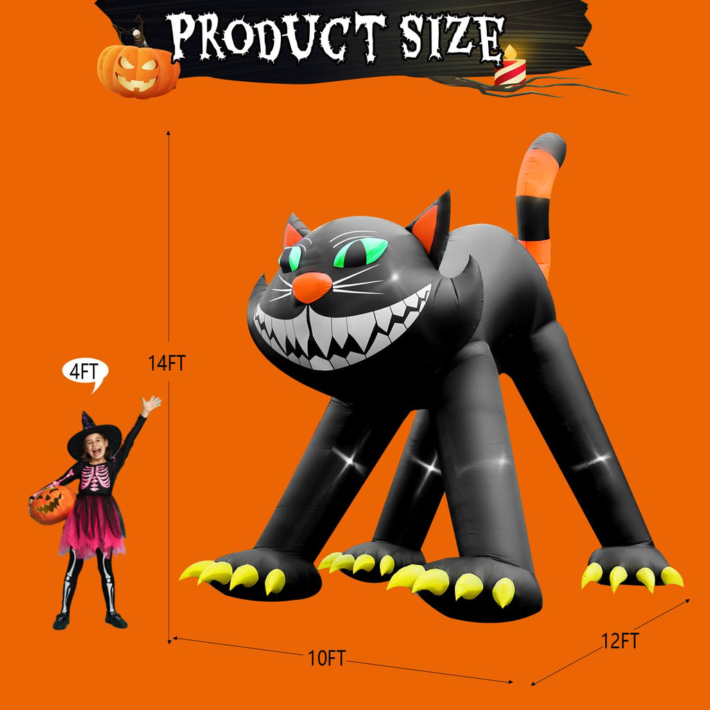 14FT Inflatable Black Cat Halloween Decoration with 7 LED G595