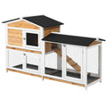 2-Story Wooden Rabbit Hutch with Ramp Y65296