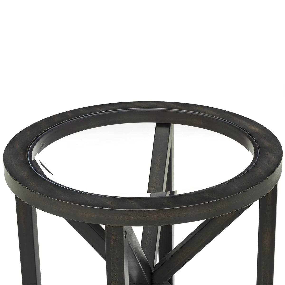 Black Tempered Glass Round Side Table A692