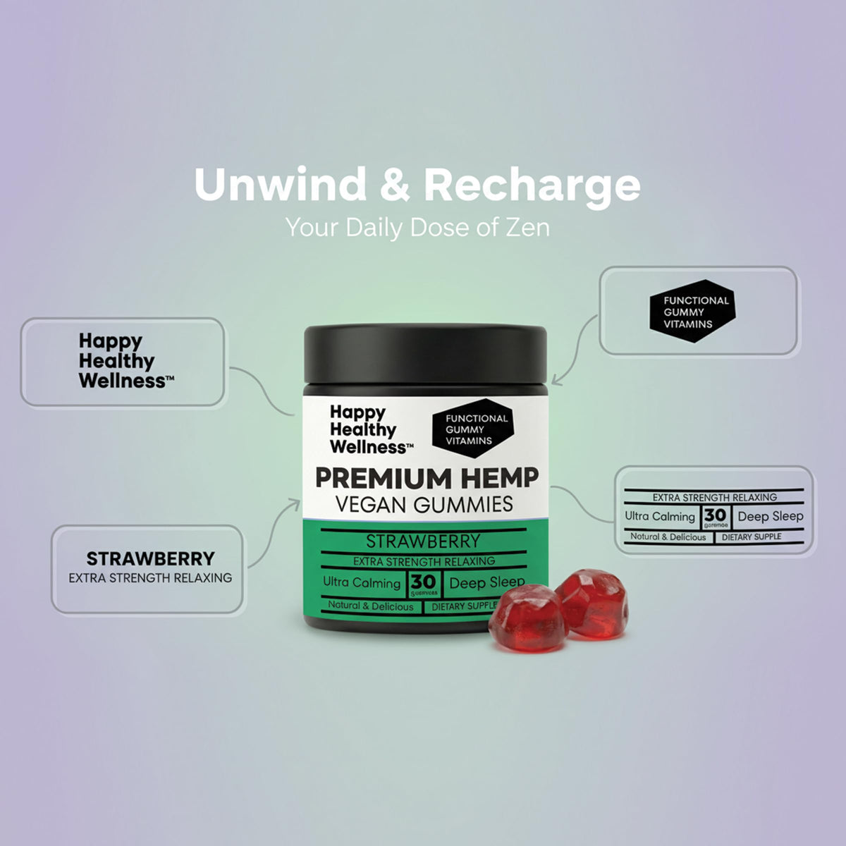 Strawberry Hemp Gummies 60 Count S36371