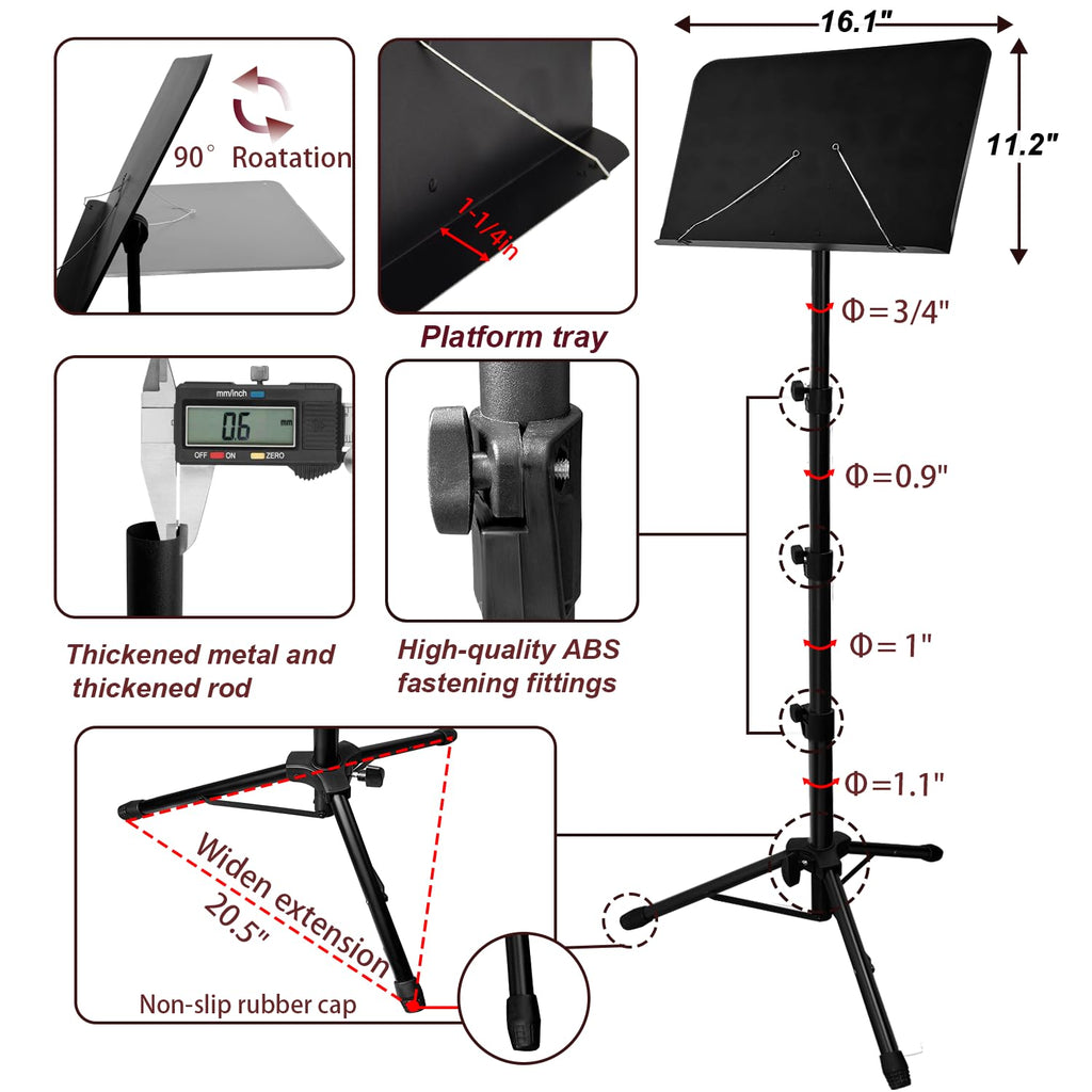 70IN Adjustable Sheet Music Stand with Carrying Bag T6097