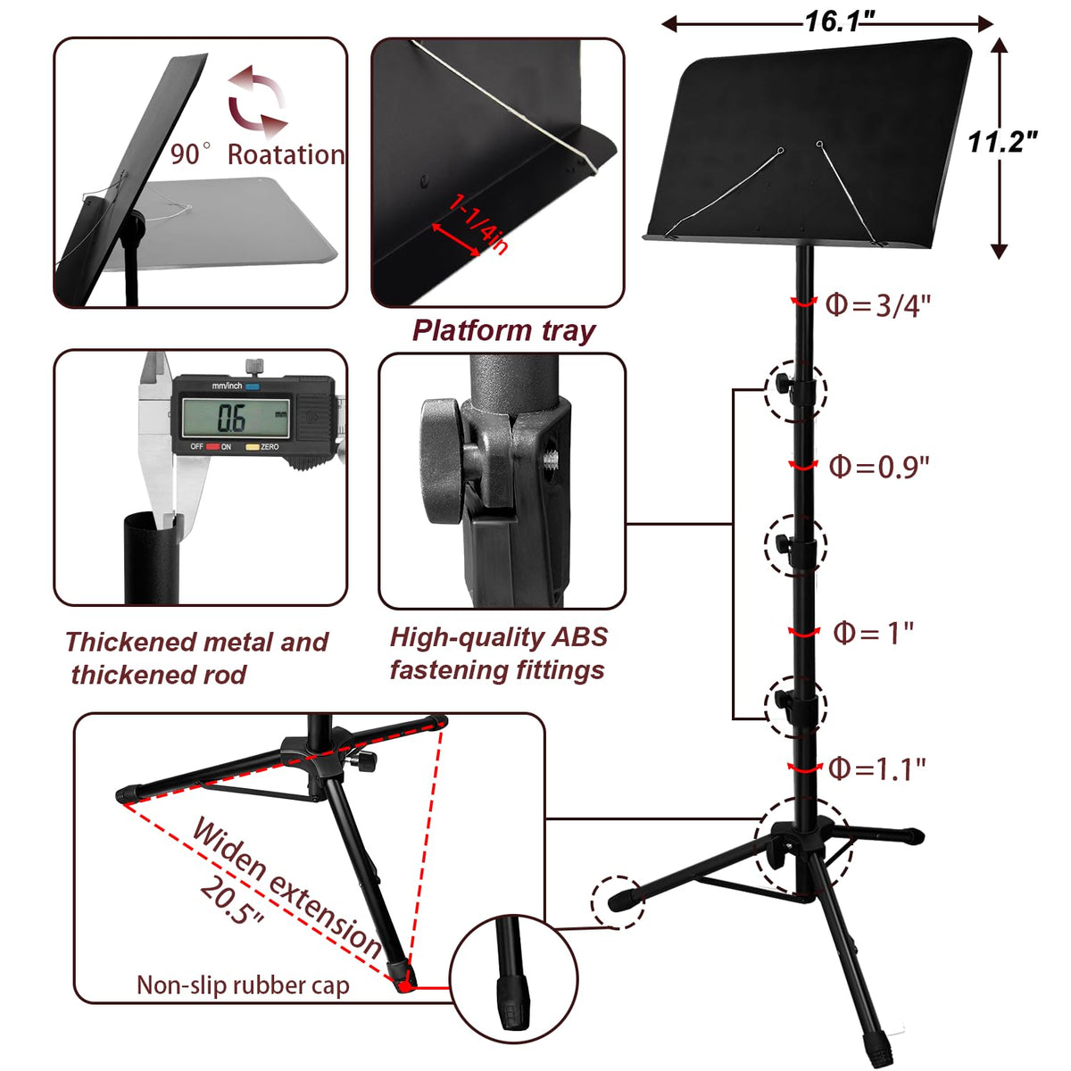 70IN Adjustable Sheet Music Stand with Carrying Bag T6097