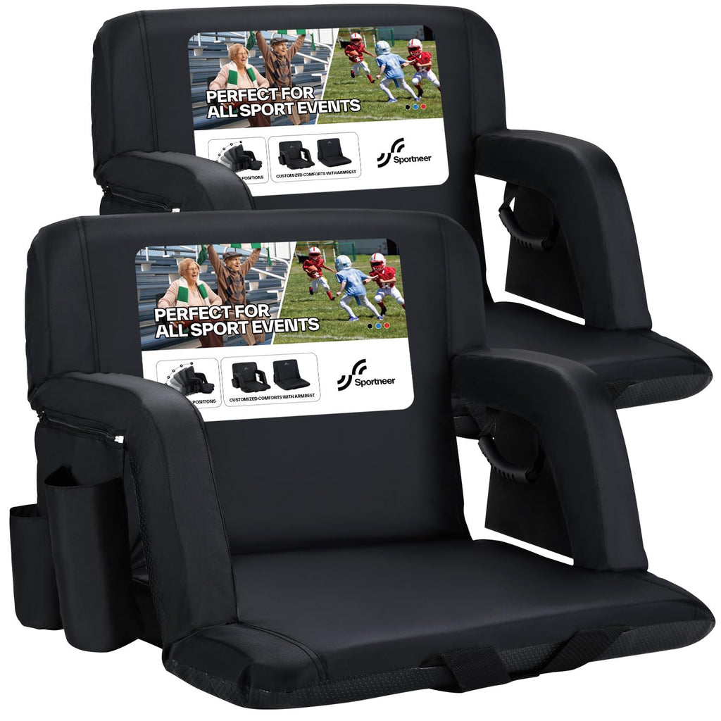 Stadium Seats with Back Support 2.5'' Thick Cushion 6 Adjustable Angle Bleacher Seat with Armrest O3948