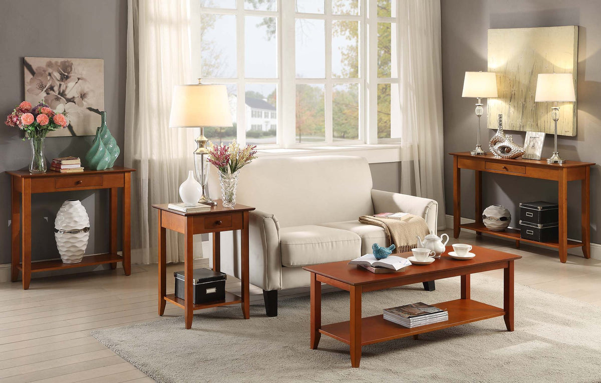 Cherry End Table with Drawer and Shelf R96925