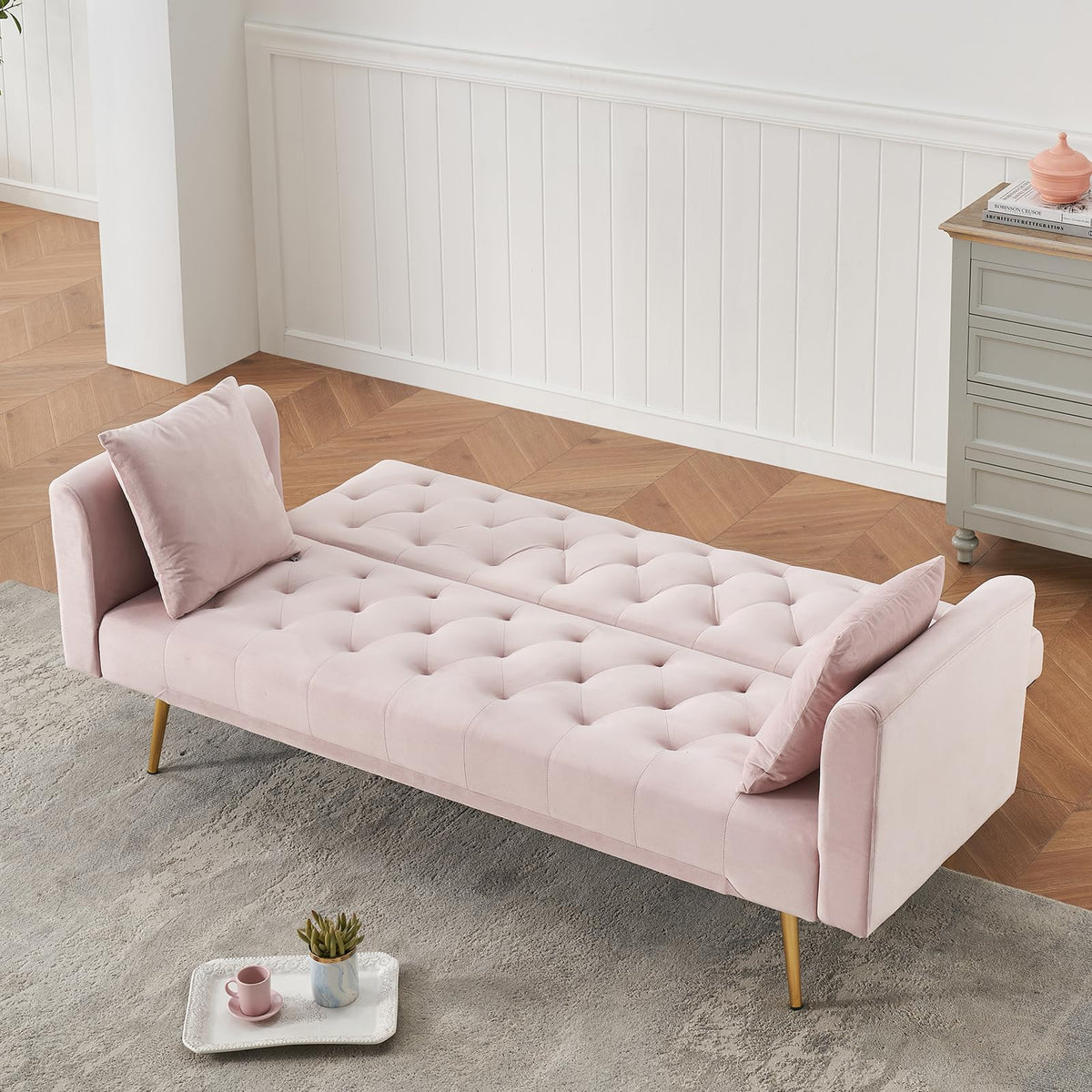 71" Velvet Convertible Sofa Bed Z791