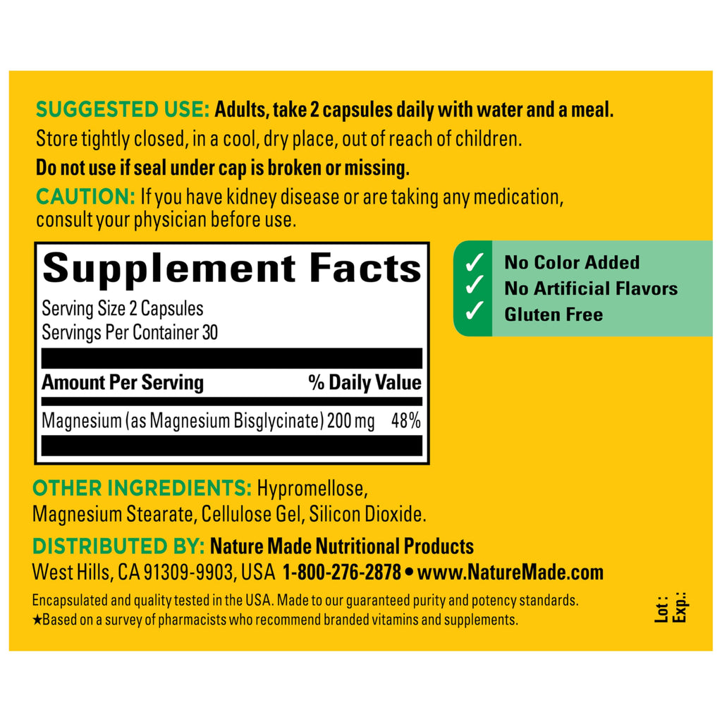 Magnesium Glycinate 200 mg 60 Capsules N4893