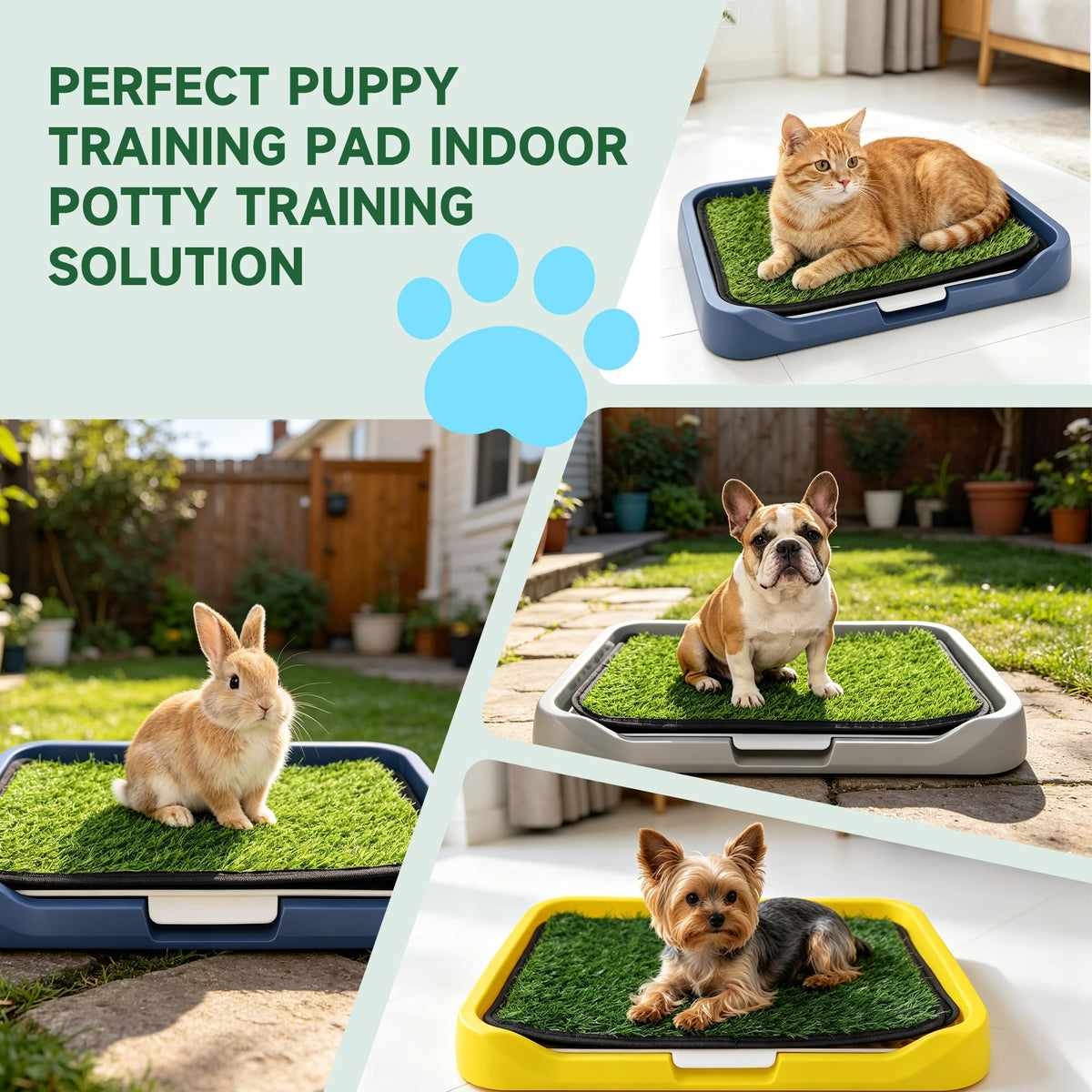 2Pack 18"x14" Artificial Dog Grass Potty Pad with Tray U729