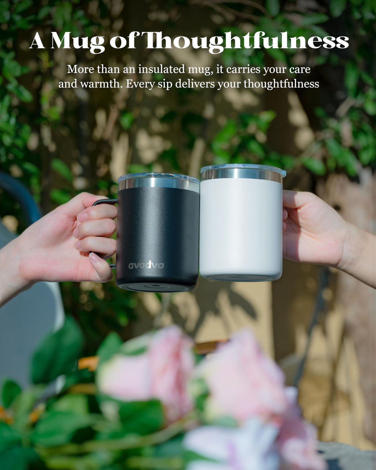 2 Pack 12oz Insulated Stainless Steel Coffee Mug with Lids A648350
