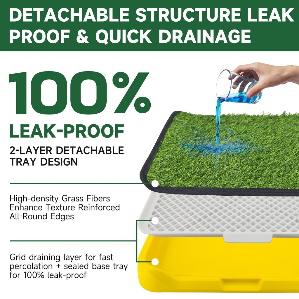 2Pack 18"x14" Artificial Dog Grass Potty Pad with Tray U729