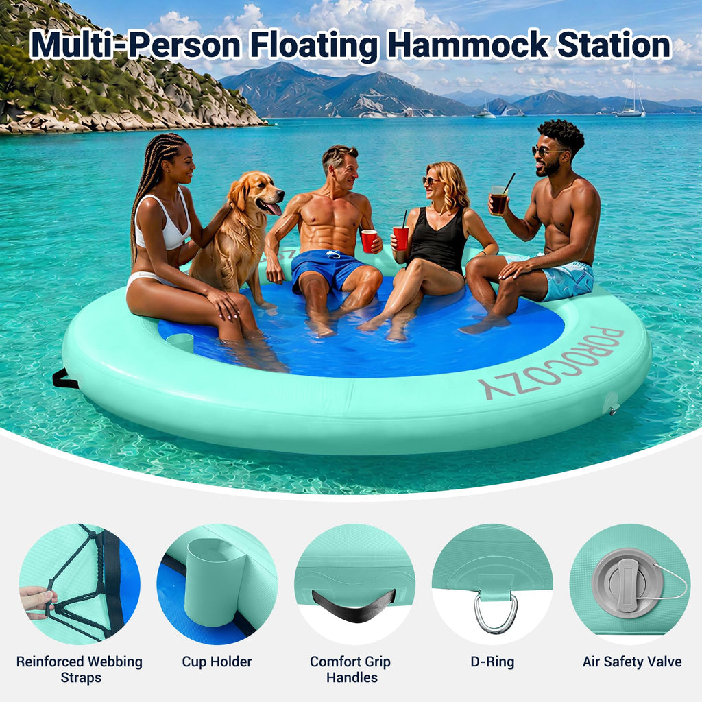Inflatable Water Hammock with Cup Holders J205