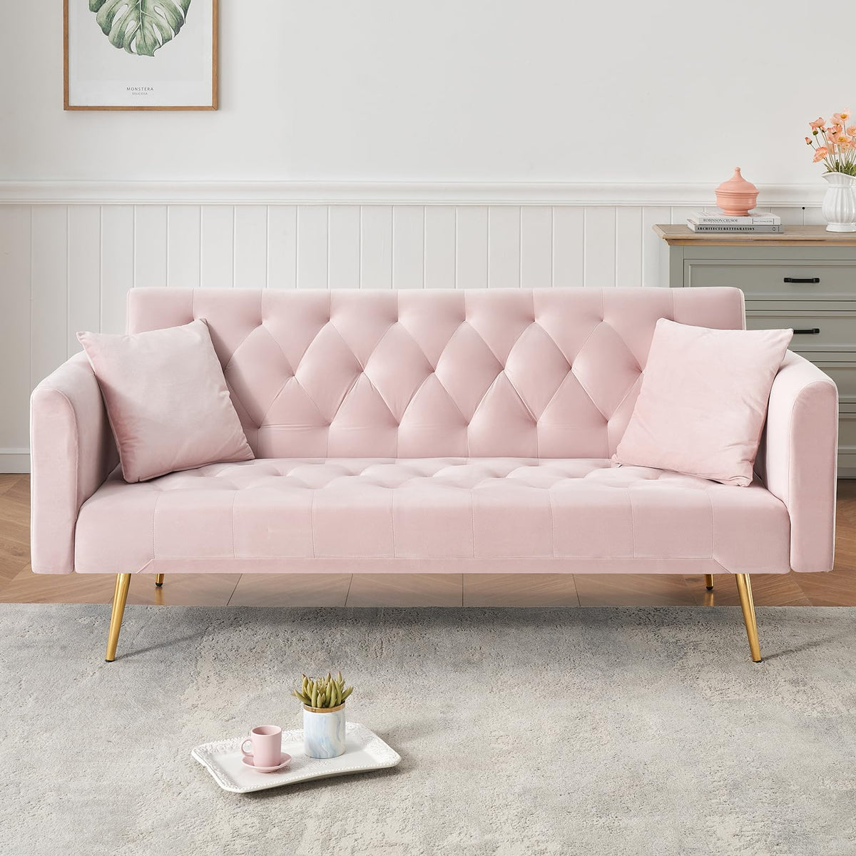71" Velvet Convertible Sofa Bed Z791
