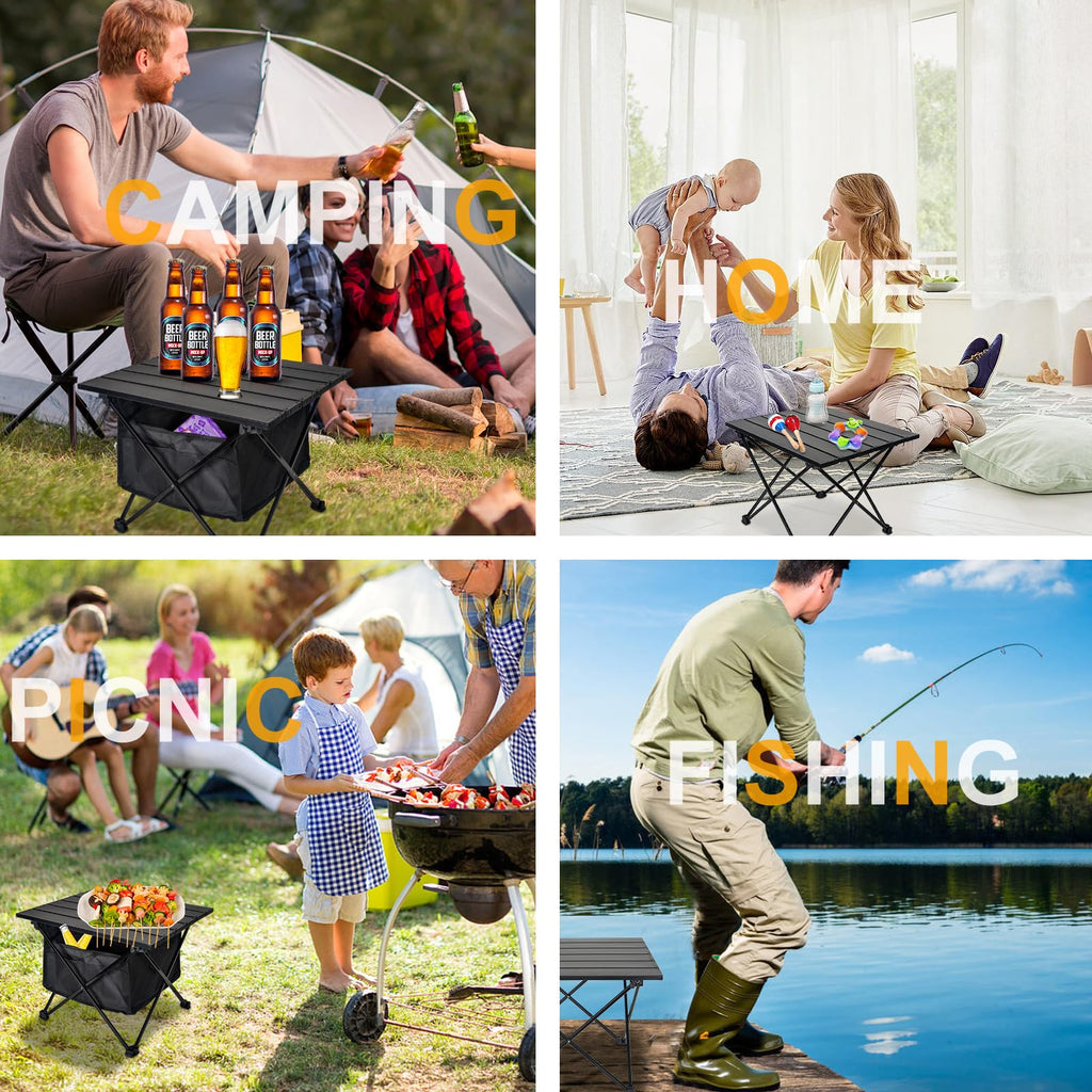 Foldable Aluminum Camping Side Table with Carry Bag G45695