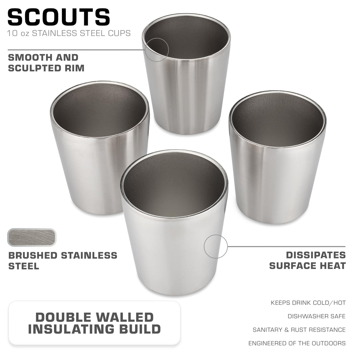 9 Cup Percolator Coffee Pot & 10 oz Double Wall Stainless Steel Cups Y725