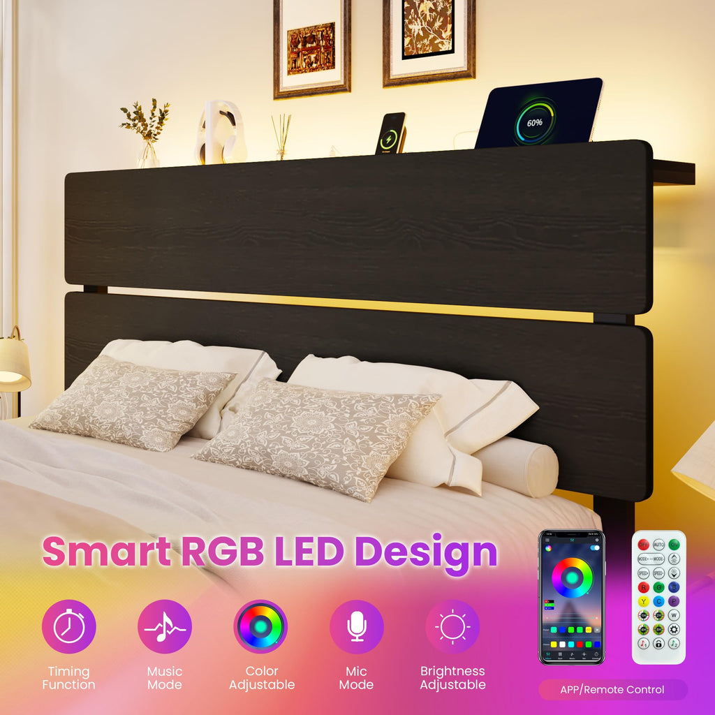 Full Size Bed Frame with Charging Station V87856
