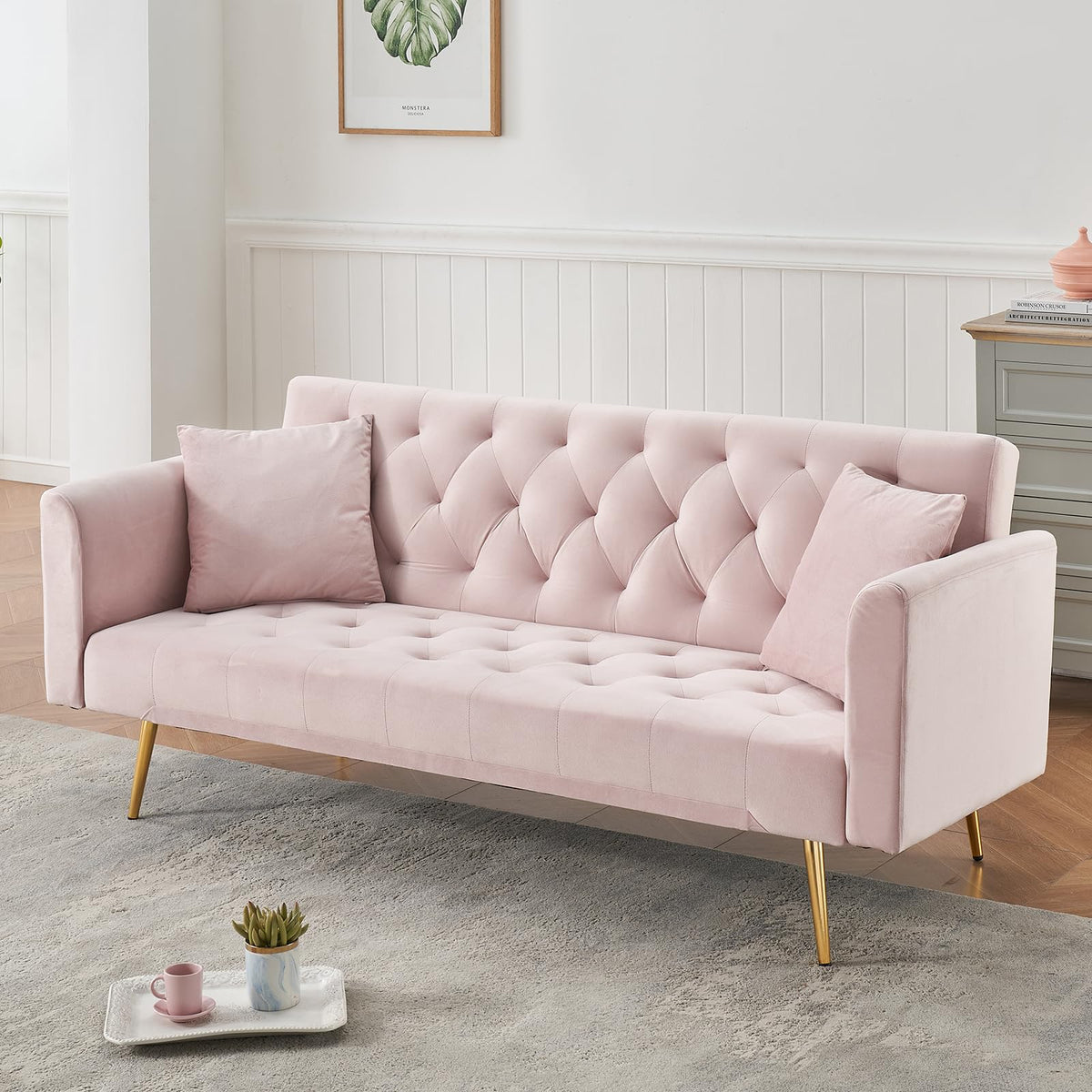 71" Velvet Convertible Sofa Bed Z791