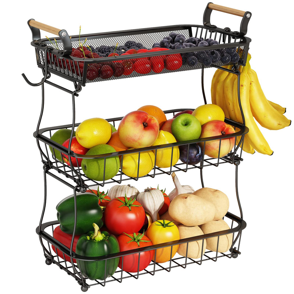 3 Tier Fruit Basket with 2 Banana Hangers L66663