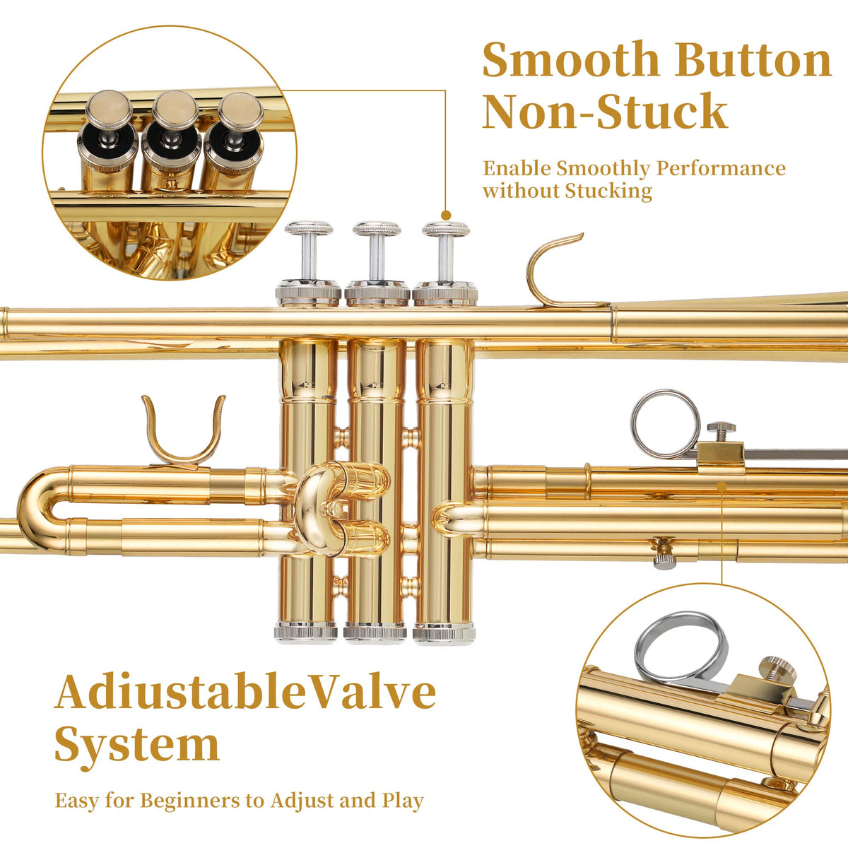 Gold Trumpet with Case, 7C Mouthpiece and Cleaning Kit J947