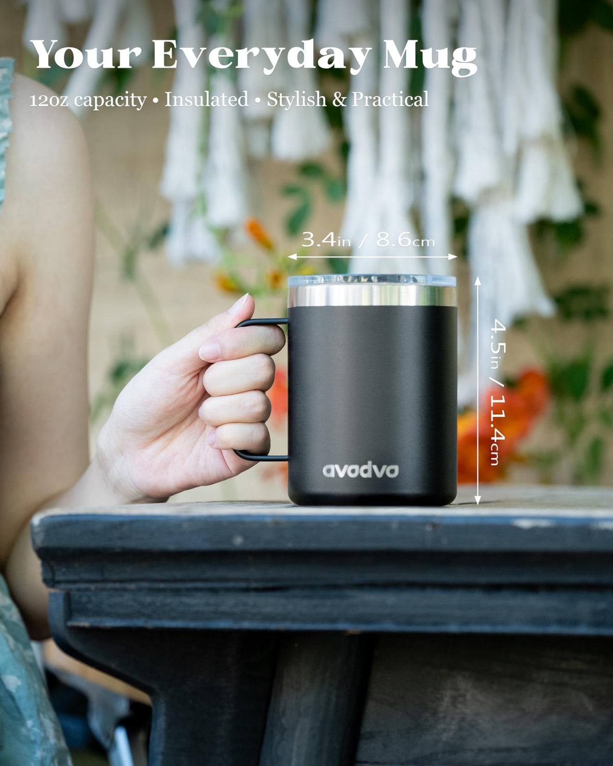 2 Pack 12oz Insulated Stainless Steel Coffee Mug with Lids A648350
