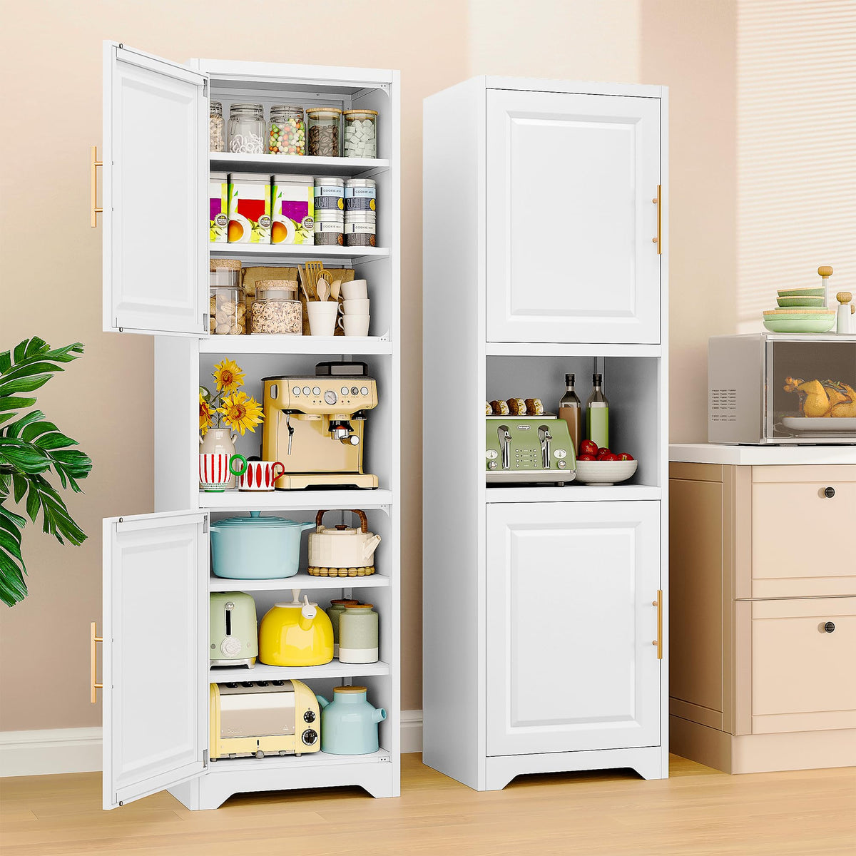 67" Tall Narrow White Metal Bathroom Storage Cabinet L76125