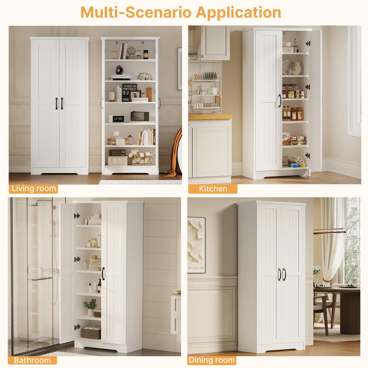 70" Tall Wood Storage Cabinet with 6 Adjustable Shelves G43745