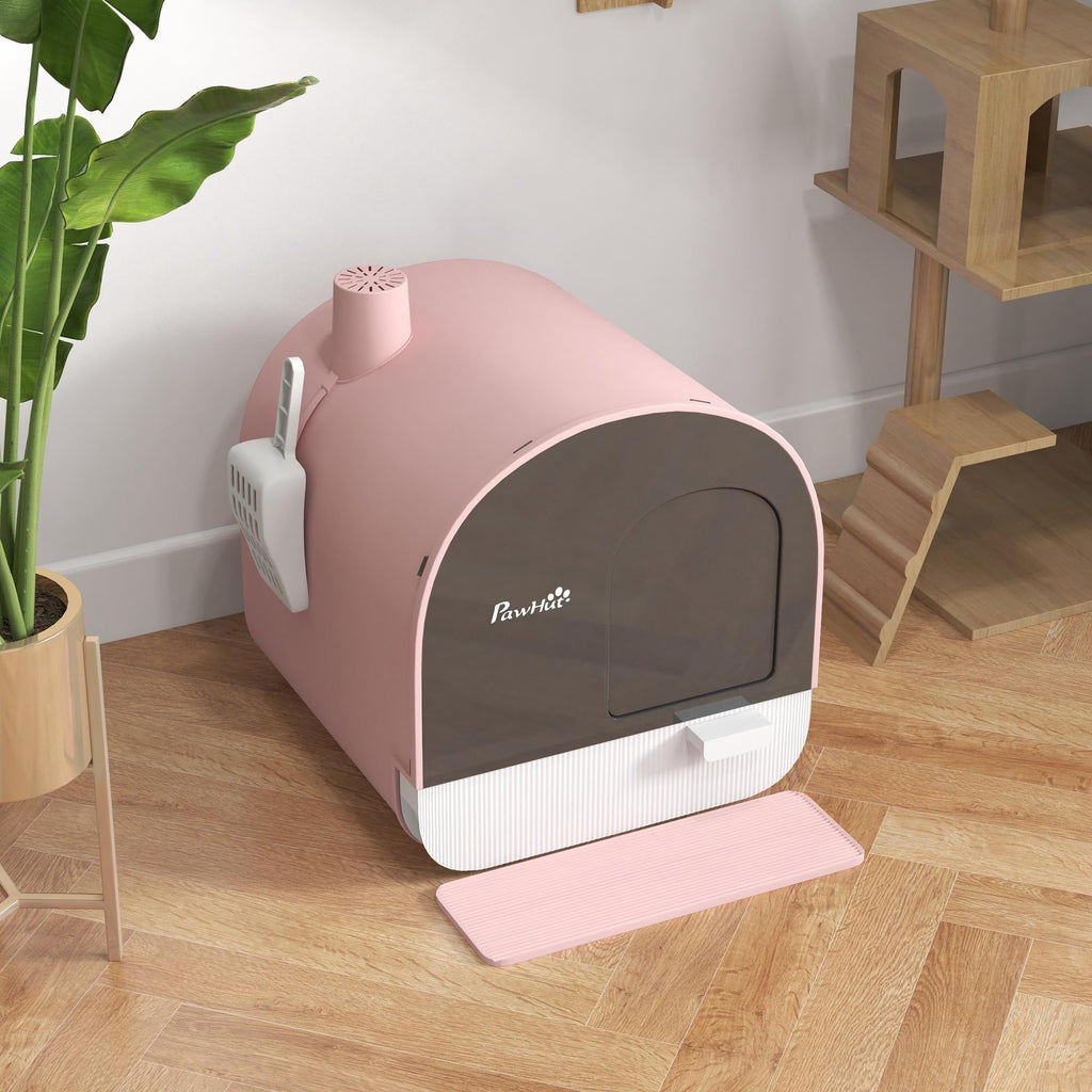 Pink Covered Cat Litter Box with Scoop W3958