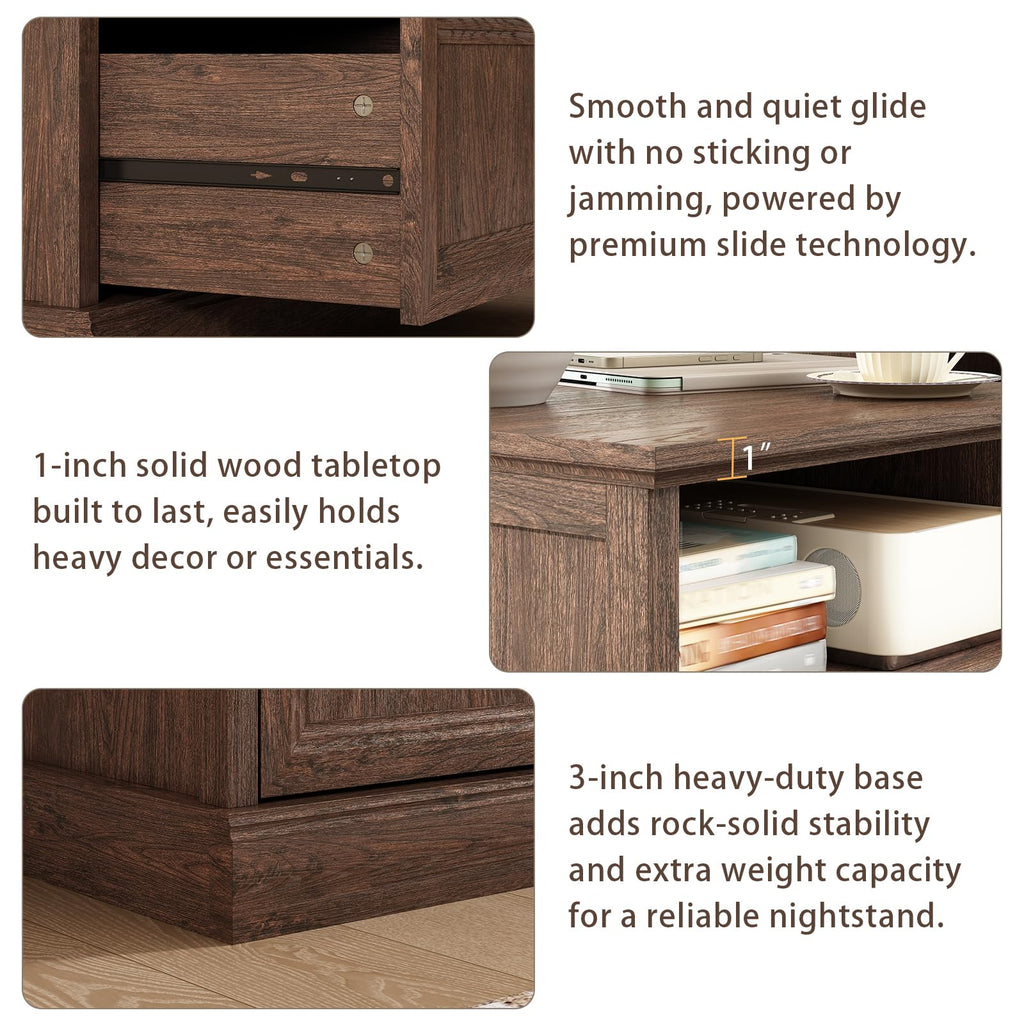 Brown 2 Drawer Nightstand Set of 2 N13178