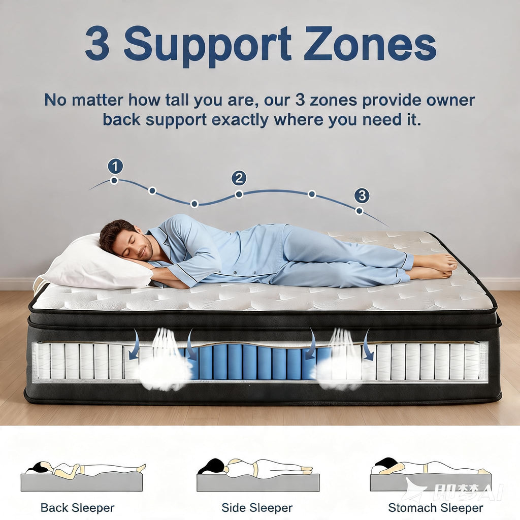 Full Size 10 Inch Hybrid Mattress with Gel Memory Foam & Pocket Springs Y4312