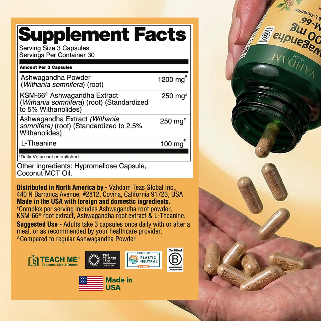Ashwagandha Supplement 1800mg 90 Capsules U742