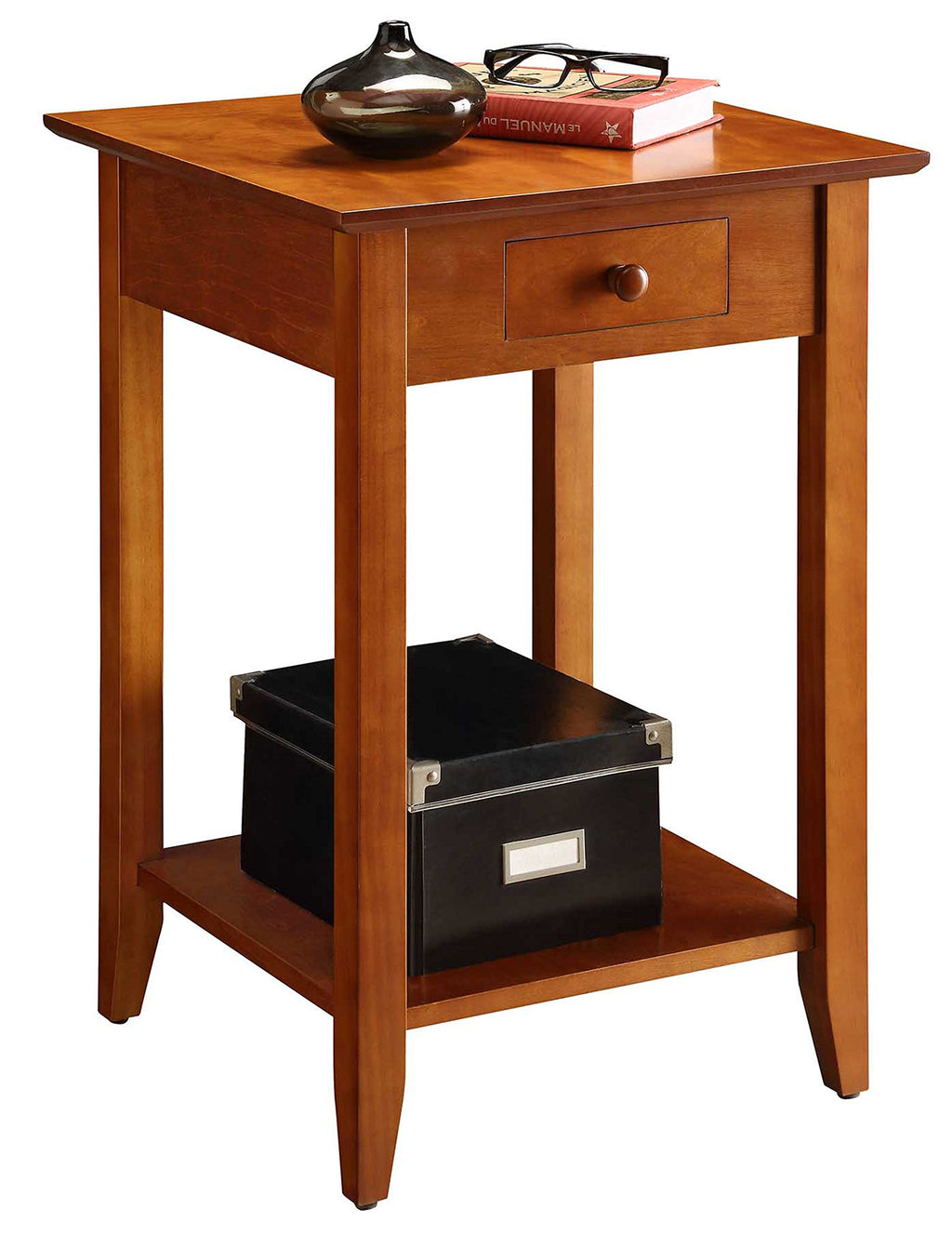Cherry End Table with Drawer and Shelf R96925