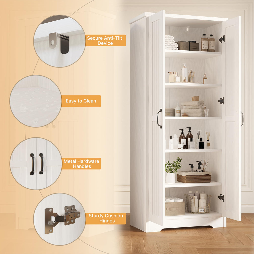 70" Tall Wood Storage Cabinet with 6 Adjustable Shelves G43745