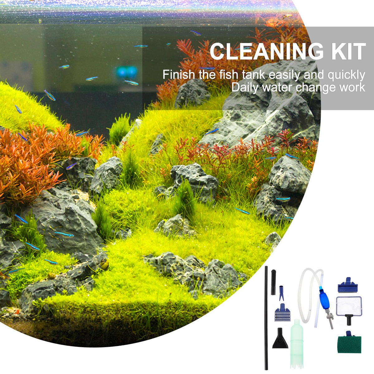 Fish Tank Water Changer Tool with Cleaning Brush Set L55900