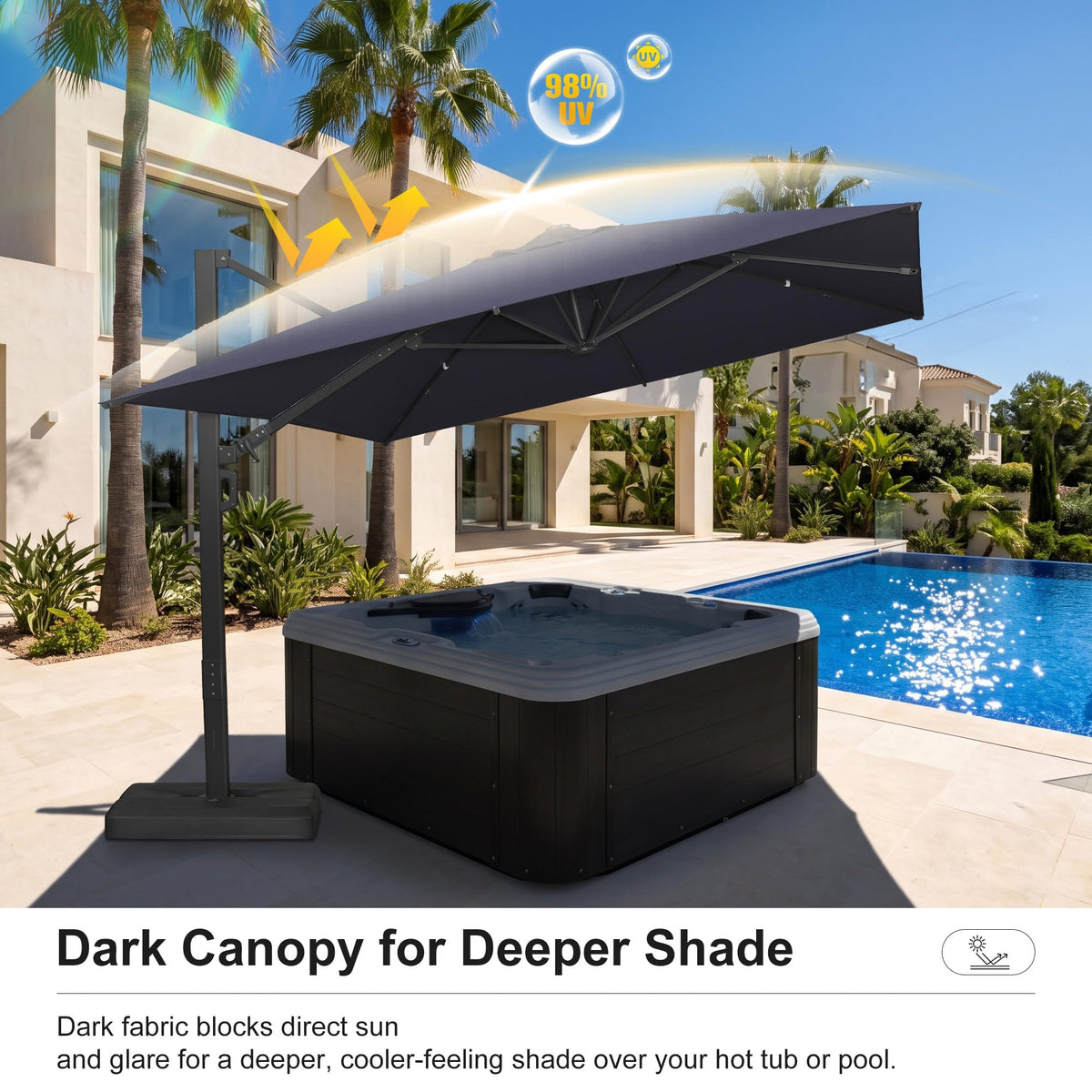 10' x 13' Navy Blue Patio Umbrella with Base C3375
