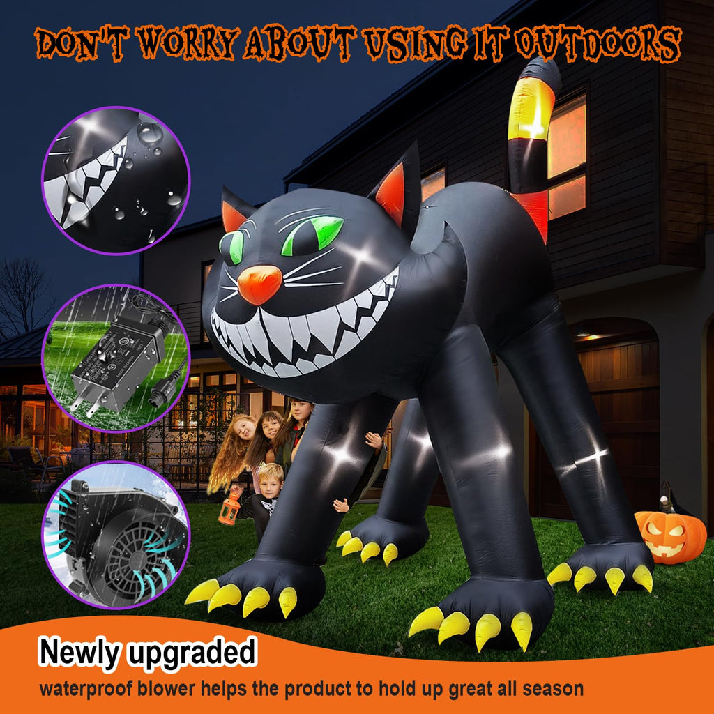 14FT Inflatable Black Cat Halloween Decoration with 7 LED G595