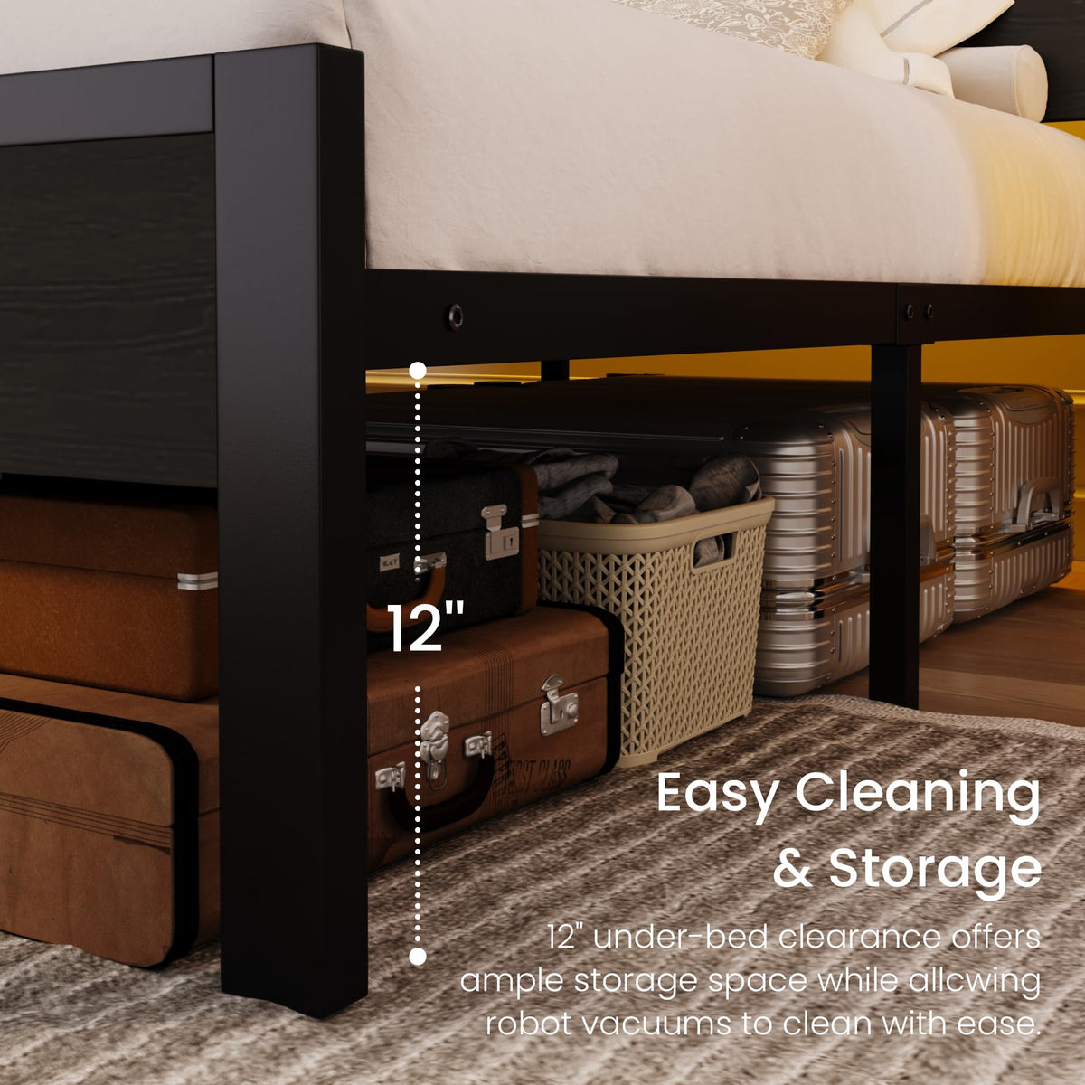 Full Size Bed Frame with Charging Station V87856