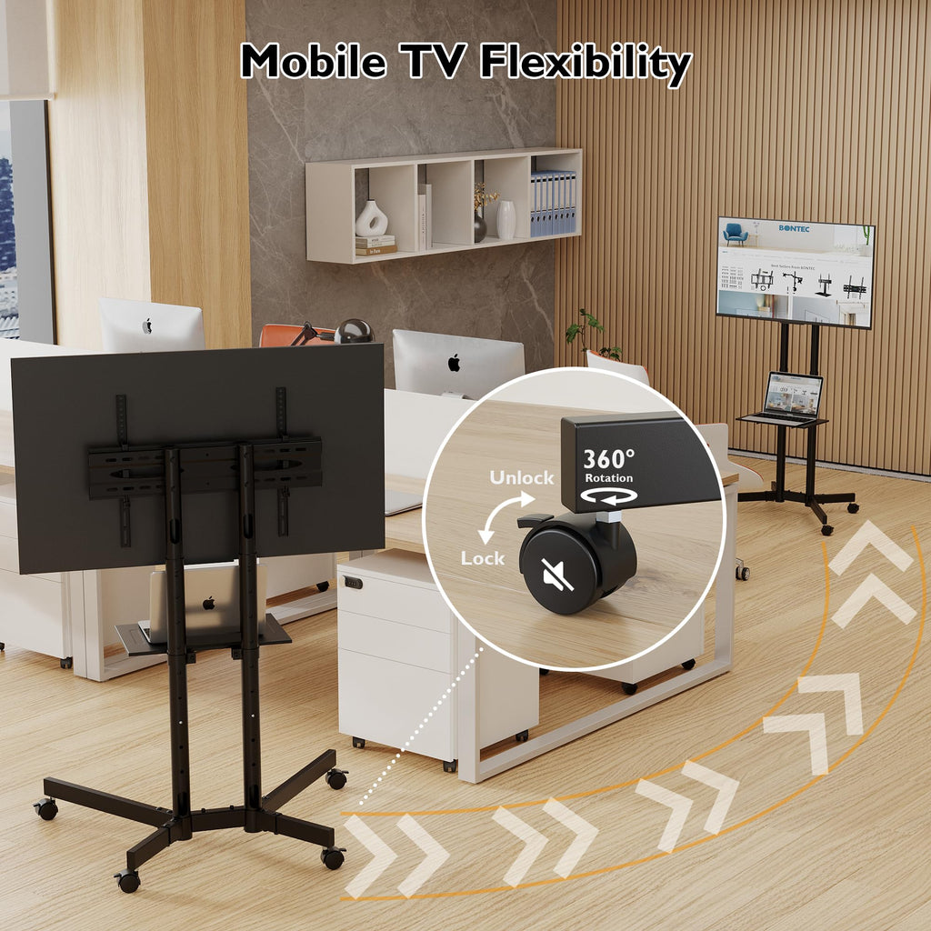 Rolling TV Stand with Tilt, Black C4342