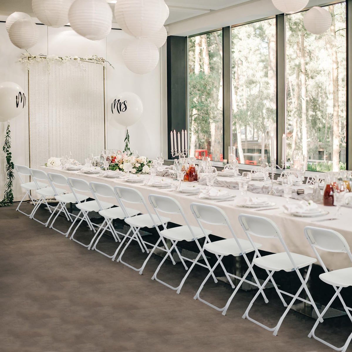 10 Pack White Plastic Folding Chairs with Steel Frame S878261