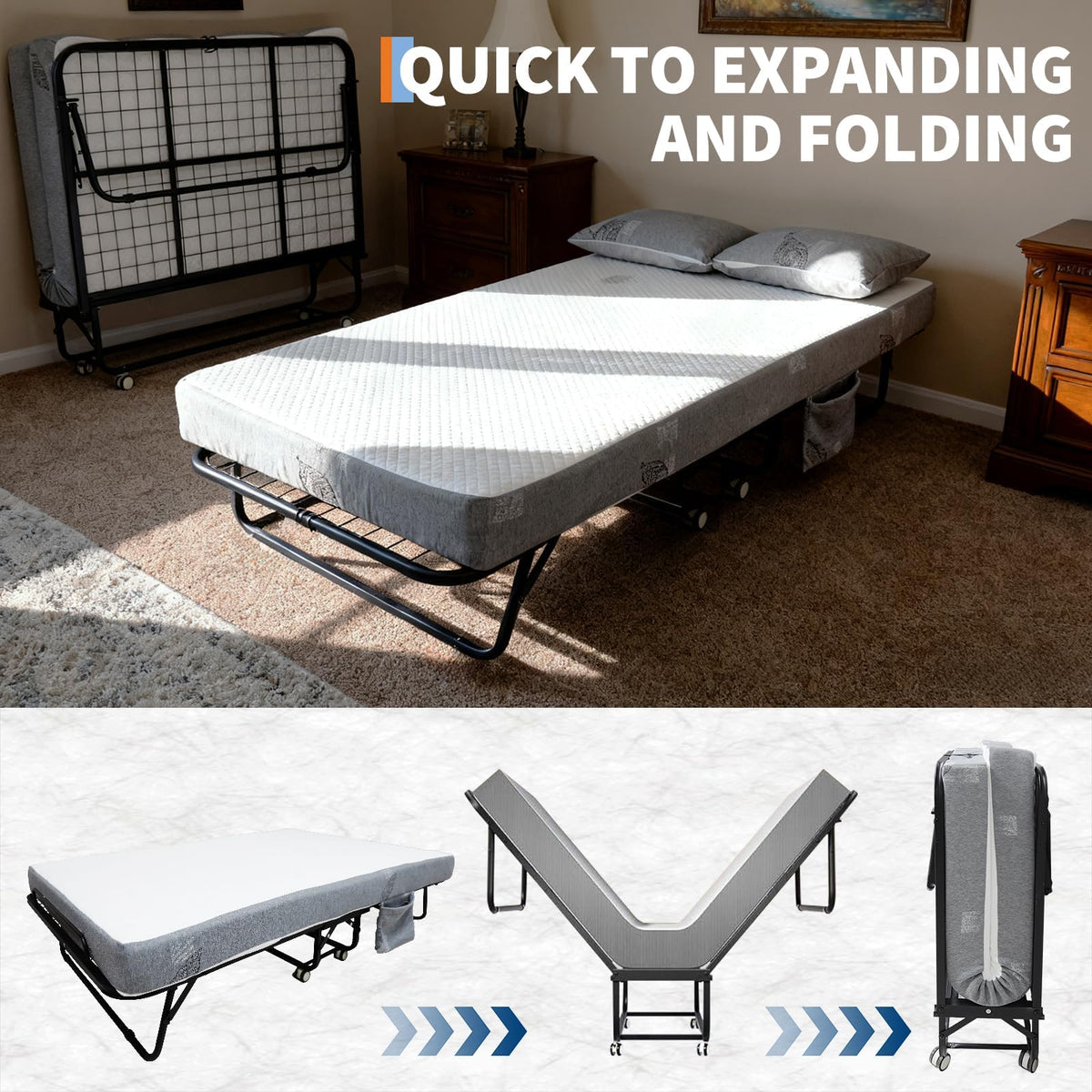 Folding Bed with 6 Inch Memory Foam Mattress M60853