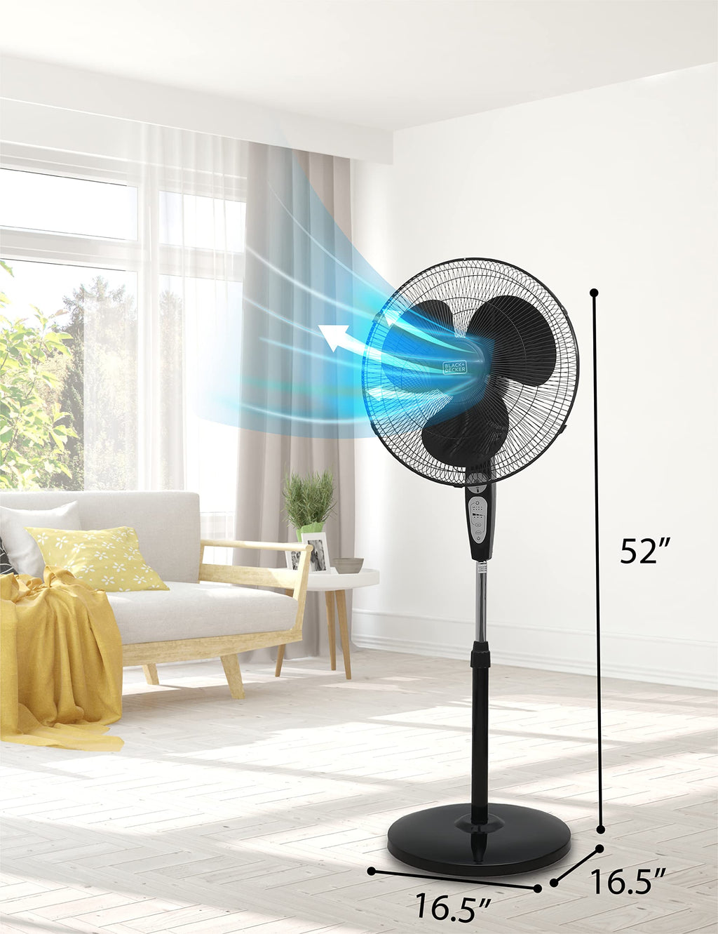 18" Oscillating Pedestal Fan with Remote, Black W878052