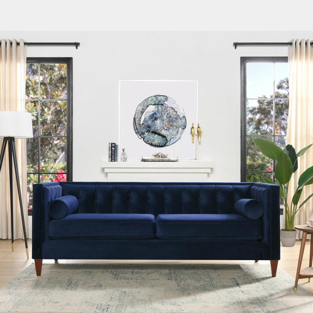 Navy Blue Velvet Tufted Sofa G989