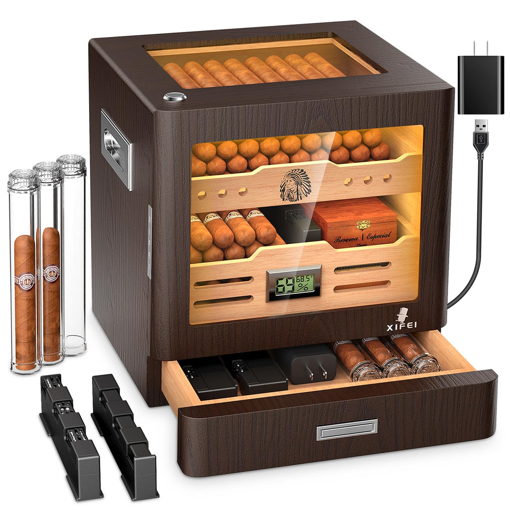 Cigar Humidor Cabinet with Digital Hygrometer and 2 Humidifiers B282252