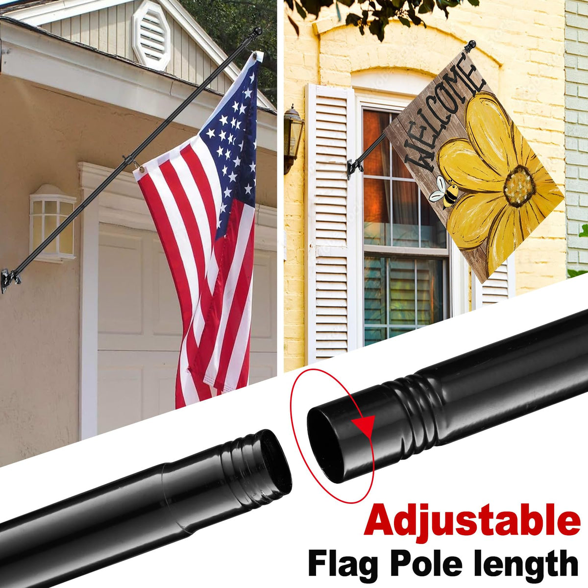 5ft Stainless Steel Flag Pole Kit with Bracket Y166